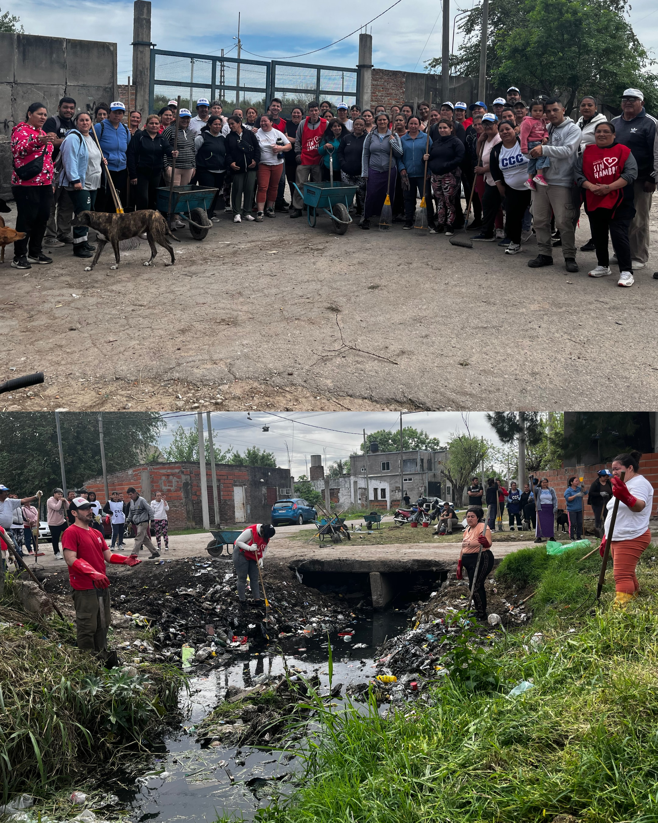 Voluntarios de Hacer en Común trabajando en el zanjón de Santa Rosa de Lima